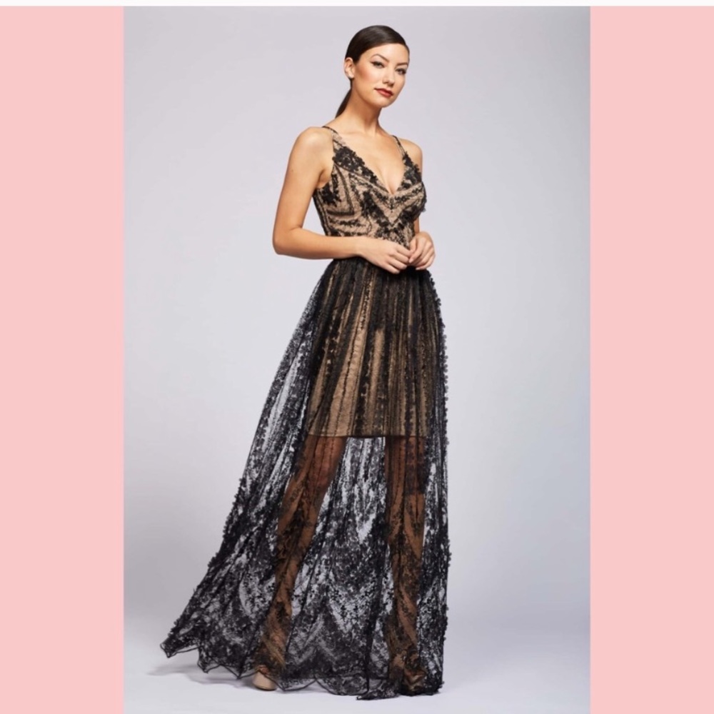 DRESS THE POPULATION NWT Chelsea Lace Gown
